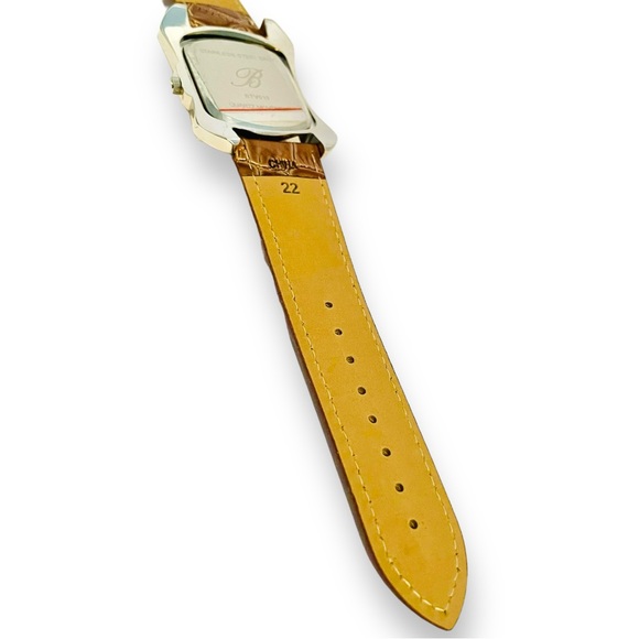 Watch Womens Designer Watch BURGI Rhinestone Brown Leather Wristwatch - Picture 7 of 16